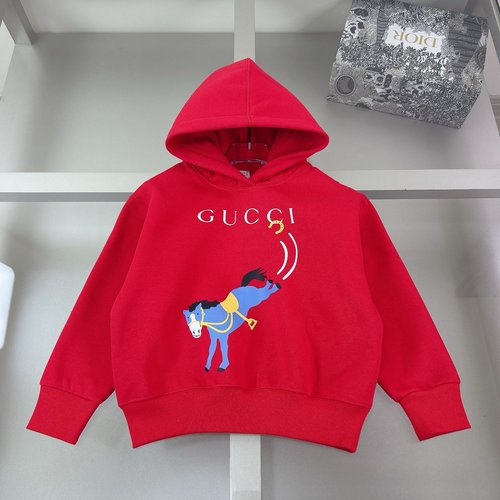 Gucci Kids Boys Girls Sweatshirt Horse Print Fleece Lined Comfortable Stylish 