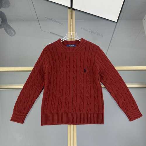 Polo Ralph Lauren Kids Unisex Solid Sweater with Cable Knit & Horse Embroidery 