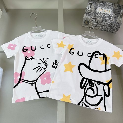 Gucci Yuko Higuchi Collab Girls Cat Floral Cotton T-Shirt