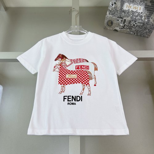 Fendi Kids Heavy Fabric T-Shirt with Foam Print