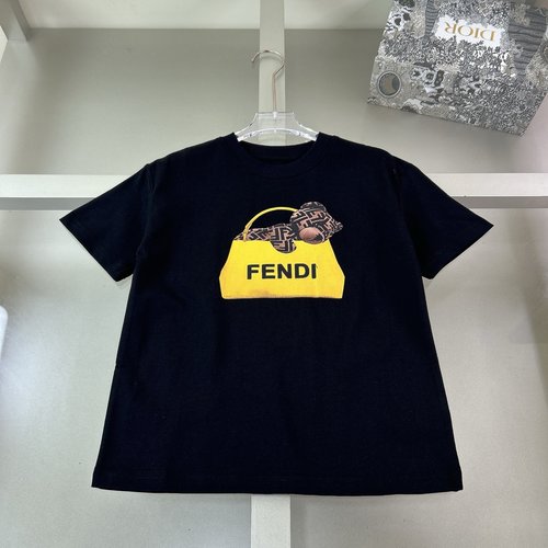 Fendi Kids Unisex T-Shirt with Foam Print, Comfortable & Stylish 