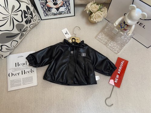 Chanel Toddler Girls Fleece-Lined PU Leather Jacket 