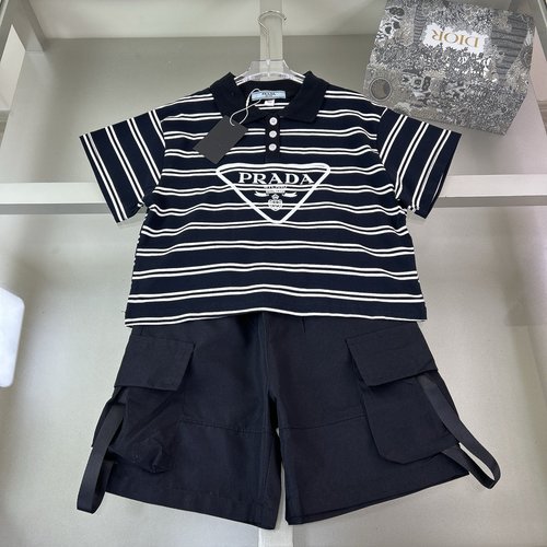 Prada High-End Unisex Kids Cotton Set Comfortable Stylish