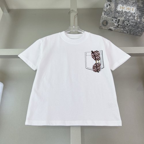 Fendi Unisex Kids 3D Letter Print Cotton T-Shirt 