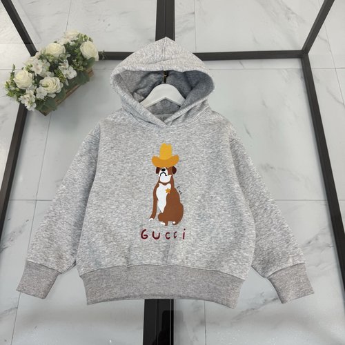 Gucci Unisex Kids Fleece Hoodie with Horse Logo Print