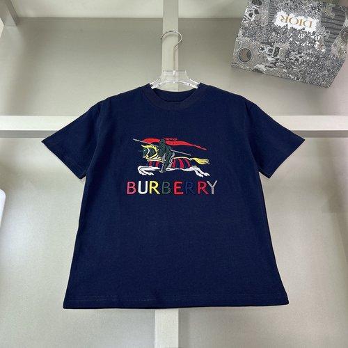 Burberry Kids Cotton T-Shirt with Embroidery & Flocked Print