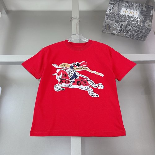 Burberry Kids High-End Cotton T-Shirt with Embossed Print 