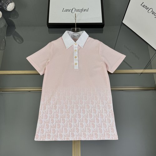 Dior Girls Comfortable Stylish Solid Dress with Letter Print Hem