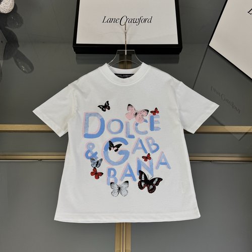 D & G High-End Kids T-Shirts Butterfly Graffiti 3D Digital Foam Print