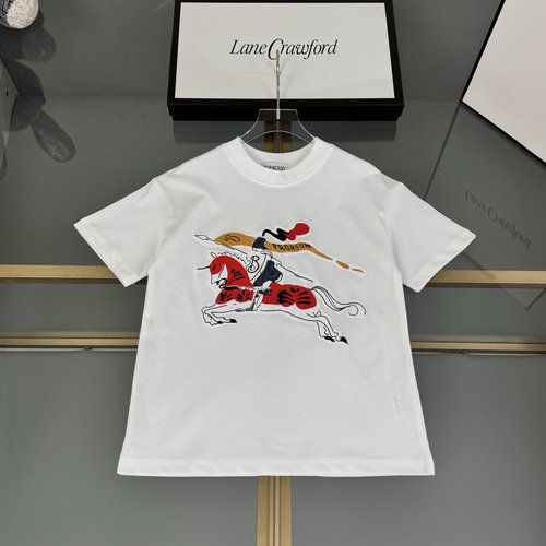 Burberry Kids Cotton T-Shirts with Digital Letter Puff Print