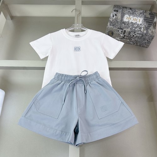 Loewe Girls High-End Cotton Set Smooth Breathable Embroidered Letter Print