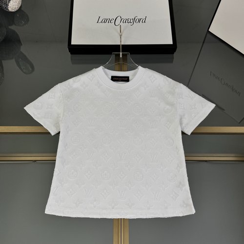 LV High-End Unisex Kids Vintage Floral Cotton T-Shirts