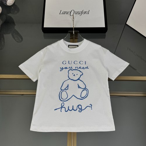 Gucci Kids Premium Cotton T-Shirt Bear Foam Graffiti Print 