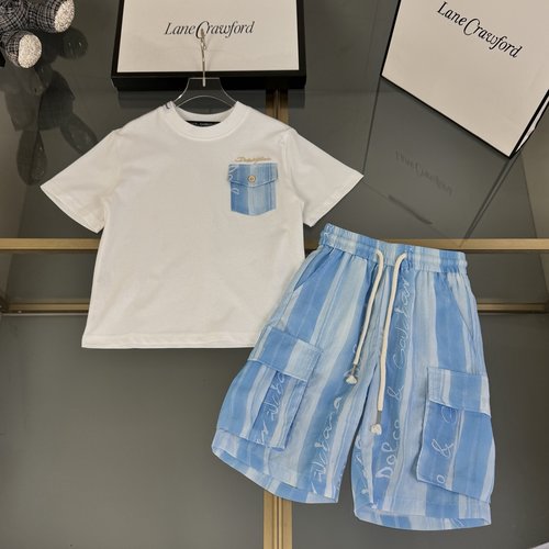 D & G Kids Cotton Beach Cargo Set with Patch Pocket Tee 