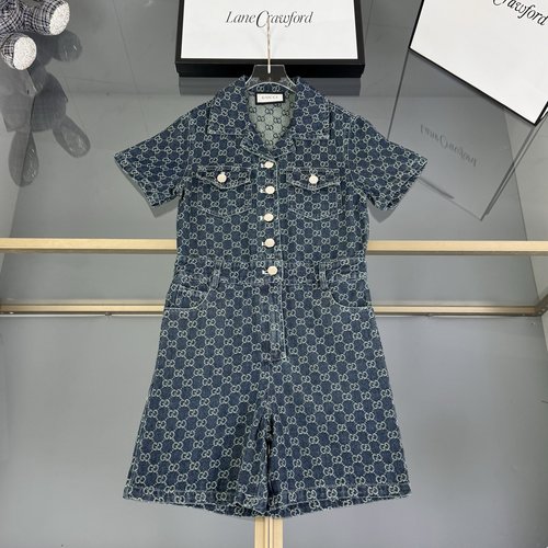 Gucci Unisex Kids Jacquard Denim Jeans with Custom Fabric