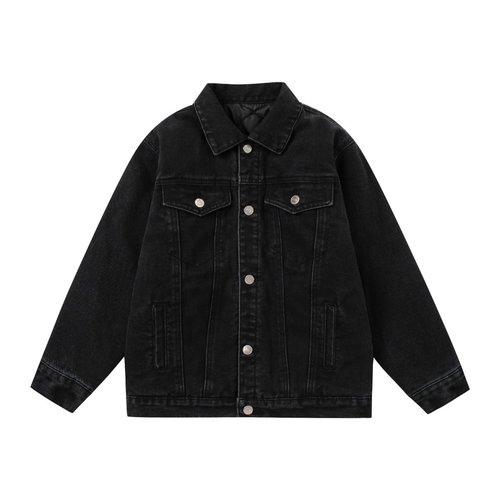 Balenciaga Kids Vintage Black Washed Padded Denim Jacket